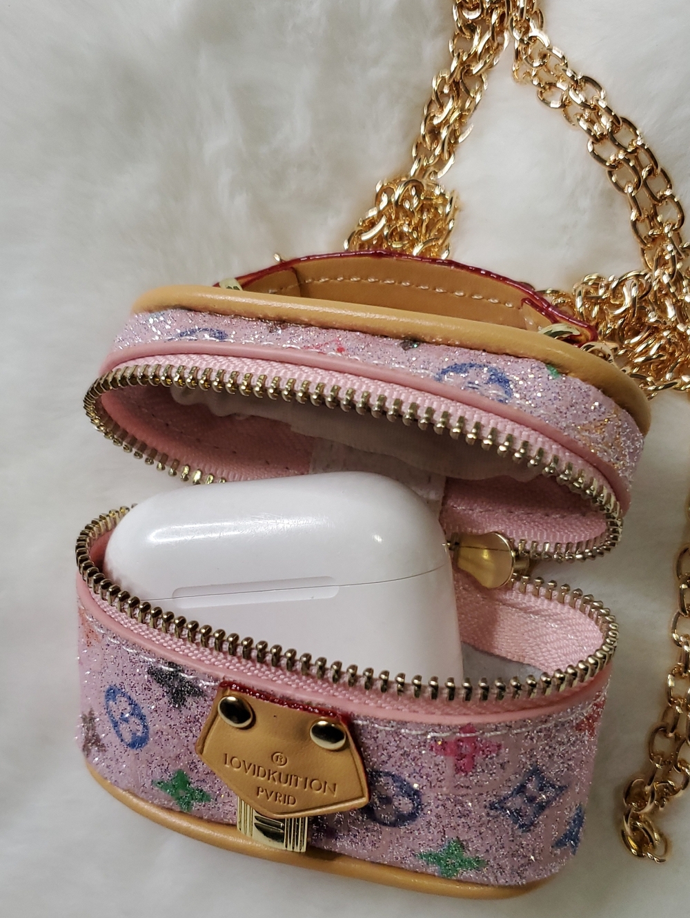 Pink Glitter Mini Crossbody Vanity Bag Or Airpods Case - Picture 6 of 6